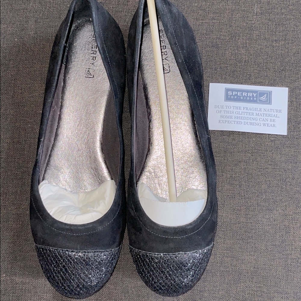 BLK Suede Glitter toes slides/flats